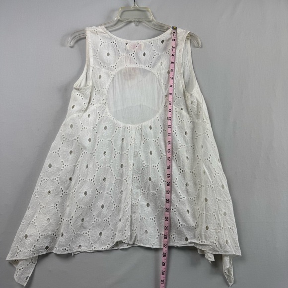 Platinum Tunic Top Womens Small Medium White Eyelet Embroidery Lagenlook NEW - Picture 7 of 12